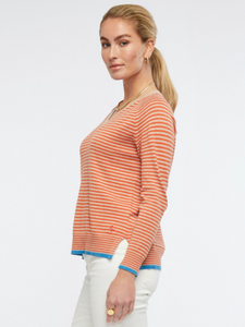 Zaket And Plover - Essential Stripe V-Neck Knit - OAT COMBO