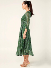 Load image into Gallery viewer, Sacha Drake - Wonderland Midi Wrap Dress - Emerald Poppy
