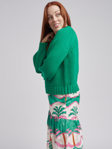 Cloth, Paper, Scissors - Chunky Crew Jumper - Emerald