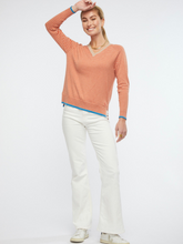 Load image into Gallery viewer, Zaket And Plover - Essential Stripe V-Neck Knit - OAT COMBO
