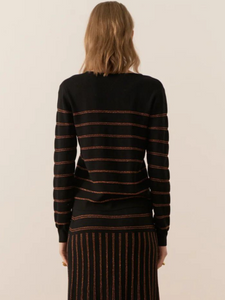 POL - Gizelle Lurex Stripe Knit - Black/Copper