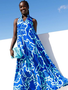 Sacha Drake - Empress Dress - Azure Blue Floral
