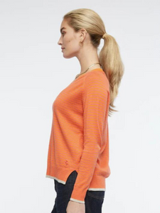 Zaket And Plover - Essential Stripe V-Neck Knit Apricot Combo.