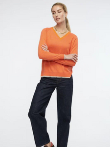 Zaket And Plover - Essential Stripe V-Neck Knit Apricot Combo