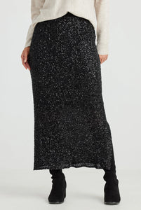 Brave & True - Dazzle Skirt - Black Sequin