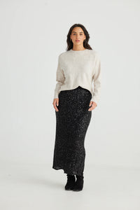 Brave & True - Dazzle Skirt - Black Sequin