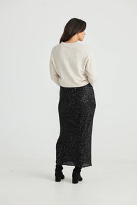 Brave & True - Dazzle Skirt - Black Sequin
