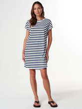 Load image into Gallery viewer, Cloth, Paper, Scissors - Regular Tee Dress - White/Parisian Navy
