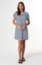 Load image into Gallery viewer, Cloth, Paper, Scissors - Regular Tee Dress - White/Parisian Navy
