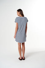 Load image into Gallery viewer, Cloth, Paper, Scissors - Regular Tee Dress - White/Parisian Navy
