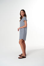 Load image into Gallery viewer, Cloth, Paper, Scissors - Regular Tee Dress - White/Parisian Navy
