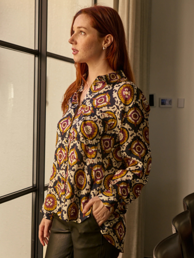 Caravan & Co - Pheobe Silk Slouch Shirt - Aubergine