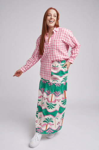Cloth, Paper, Scissors - Gingham Classic Long Sleeve Shirt - Pale PinkWhite