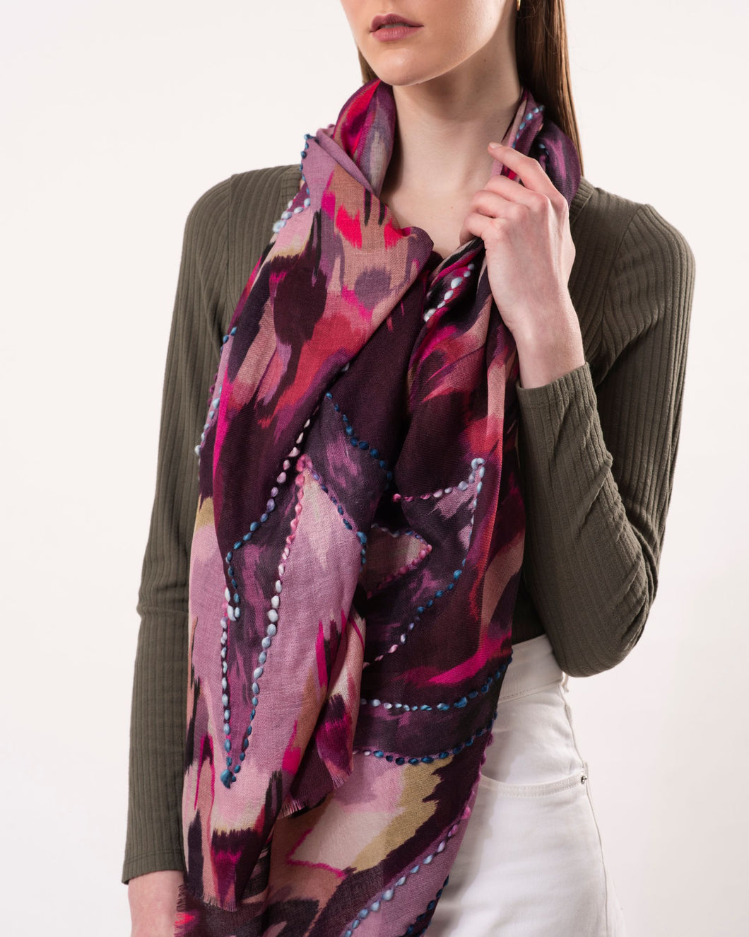 DLux - Sienna Wool Embroidery Scarf