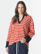 Load image into Gallery viewer, Goondiwindi - Breezy Stripe Polo - White/Salsa/Navy
