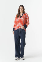 Load image into Gallery viewer, Goondiwindi - Breezy Stripe Polo - White/Salsa/Navy
