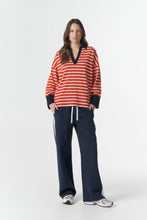 Load image into Gallery viewer, Goondiwindi - Breezy Stripe Polo - White/Salsa/Navy
