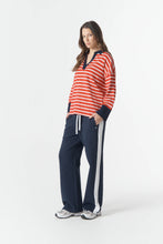Load image into Gallery viewer, Goondiwindi - Breezy Stripe Polo - White/Salsa/Navy
