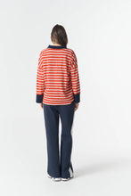 Load image into Gallery viewer, Goondiwindi - Breezy Stripe Polo - White/Salsa/Navy
