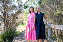 Load image into Gallery viewer, Goondiwindi - Sleeveless Shirt Dress -  Pink Cosmos | Dark Navy
