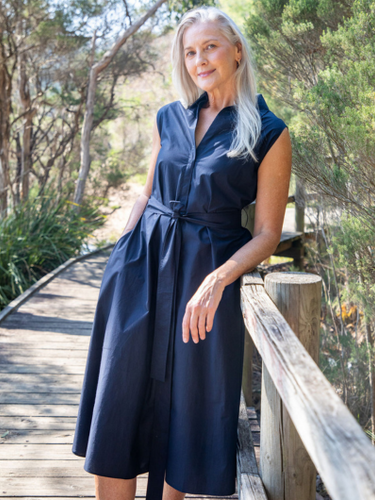 Goondiwindi - Sleeveless Shirt Dress - Dark Navy