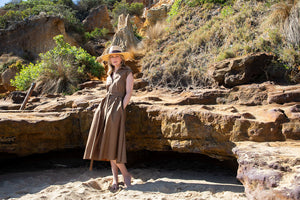 Goondiwindi - Sleeveless Shirt Dress - Otter