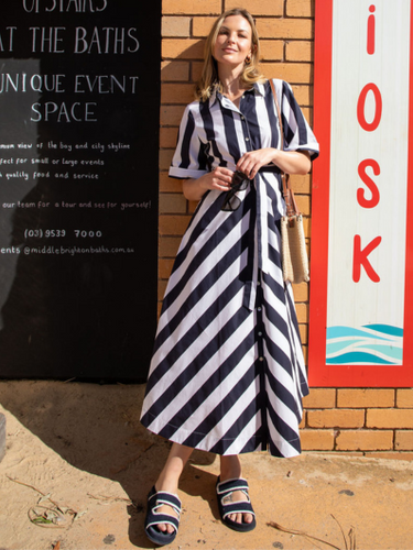 Goondiwindi - Thick Stripe Dress - Navy