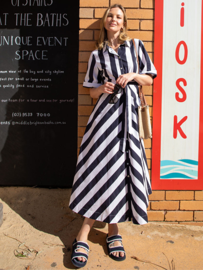Goondiwindi - Thick Stripe Dress - Navy