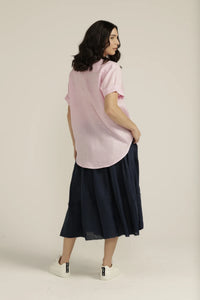 Goondiwindi - Cuffed Short Sleeve Linen Shirt - Candy