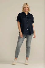 Load image into Gallery viewer, Goondiwindi - Cuffed Short Sleeve Linen Shirt - Navy

