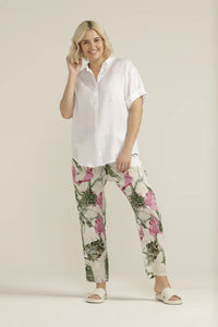 Goondiwindi - Cuffed Short Sleeve Linen Shirt - White