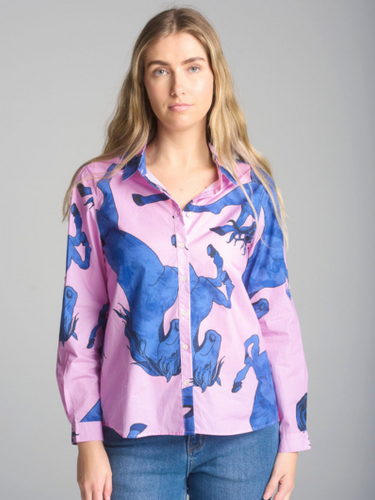 Goondiwindi - Oversized Print Shirt - Stallion Night