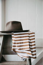 Load image into Gallery viewer, Goondiwindi - Stripe Raglan Tee - White/Camel
