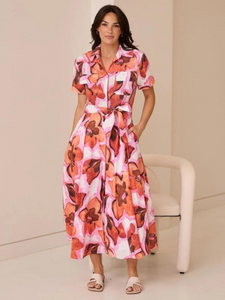 Holiday Trading & Co - Rossellini Short Sleeve Dress - Azalea