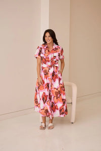 Holiday Trading & Co - Rossellini Short Sleeve Dress - Azalea