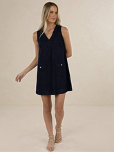 Load image into Gallery viewer, Humidity - Ivy Denim Shift Dress - Dark Blue
