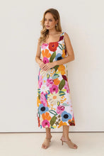 Load image into Gallery viewer, Kaleido - Linen Square Neck Dress - Bloom Burst
