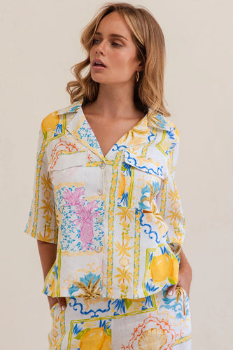 Kaleido - Linen Safari Shirt - Amalfi Dreams