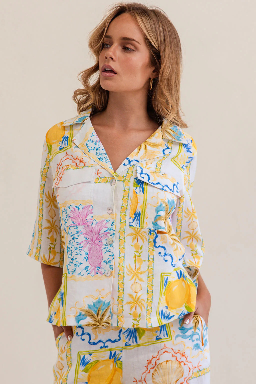 Kaleido - Linen Safari Shirt - Amalfi Dreams