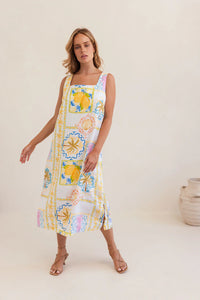 Kaleido - Linen Long Line Dress - Amalfi Dreams