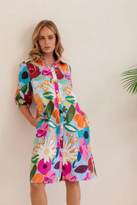 Kaleido - Linen Dress - Bloom Burst
