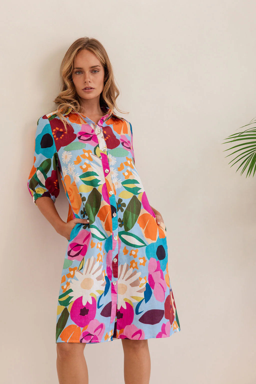 Kaleido - Linen Dress - Bloom Burst
