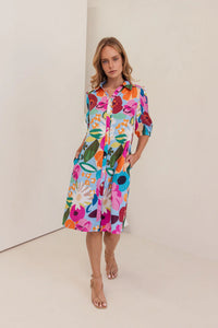 Kaleido - Linen Dress - Bloom Burst