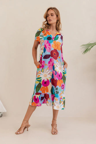 Kaleido - Linen Dress - Bloom Burst