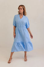Load image into Gallery viewer, Kaleido - Linen Gather Detail Dress - Chambray
