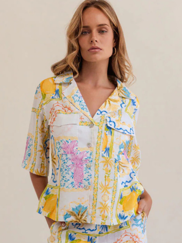 Kaleido - Linen Safari Shirt - Amalfi Dreams