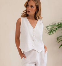 Load image into Gallery viewer, Kaleido - Linen Button Front Vest - White
