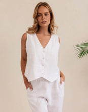 Load image into Gallery viewer, Kaleido - Linen Button Front Vest - White

