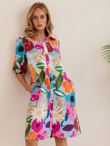 Kaleido - Linen Dress - Bloom Burst