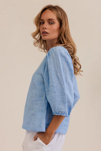 Kaleido - Linen Elbow Top - Chambray